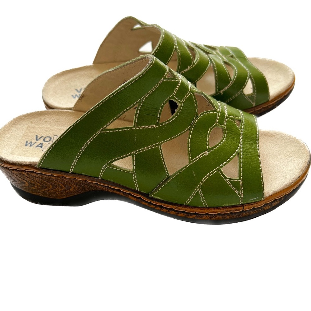 Volks Walkers Shoes Comfort Sandals Walking Green EU 37 US 7 Slip On Open Toe